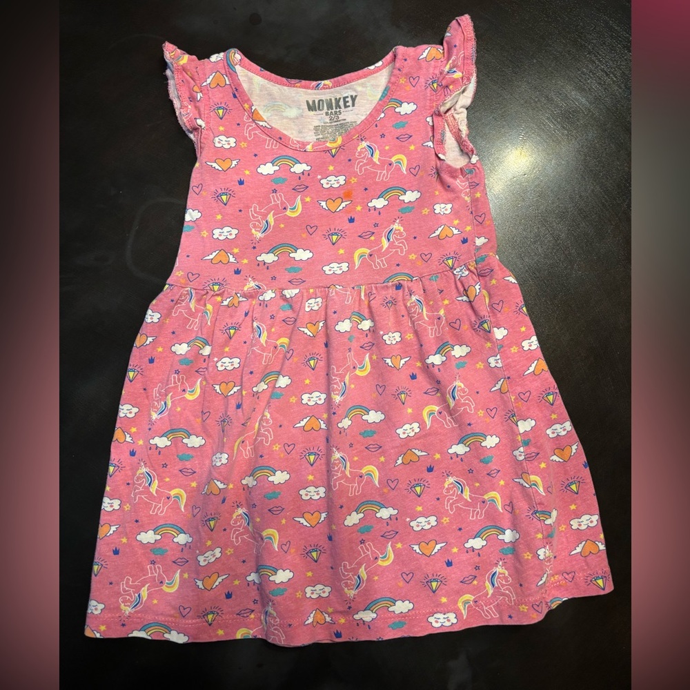 🔮 5/$25 Kids Monkey Bars Pink Unicorn Dress